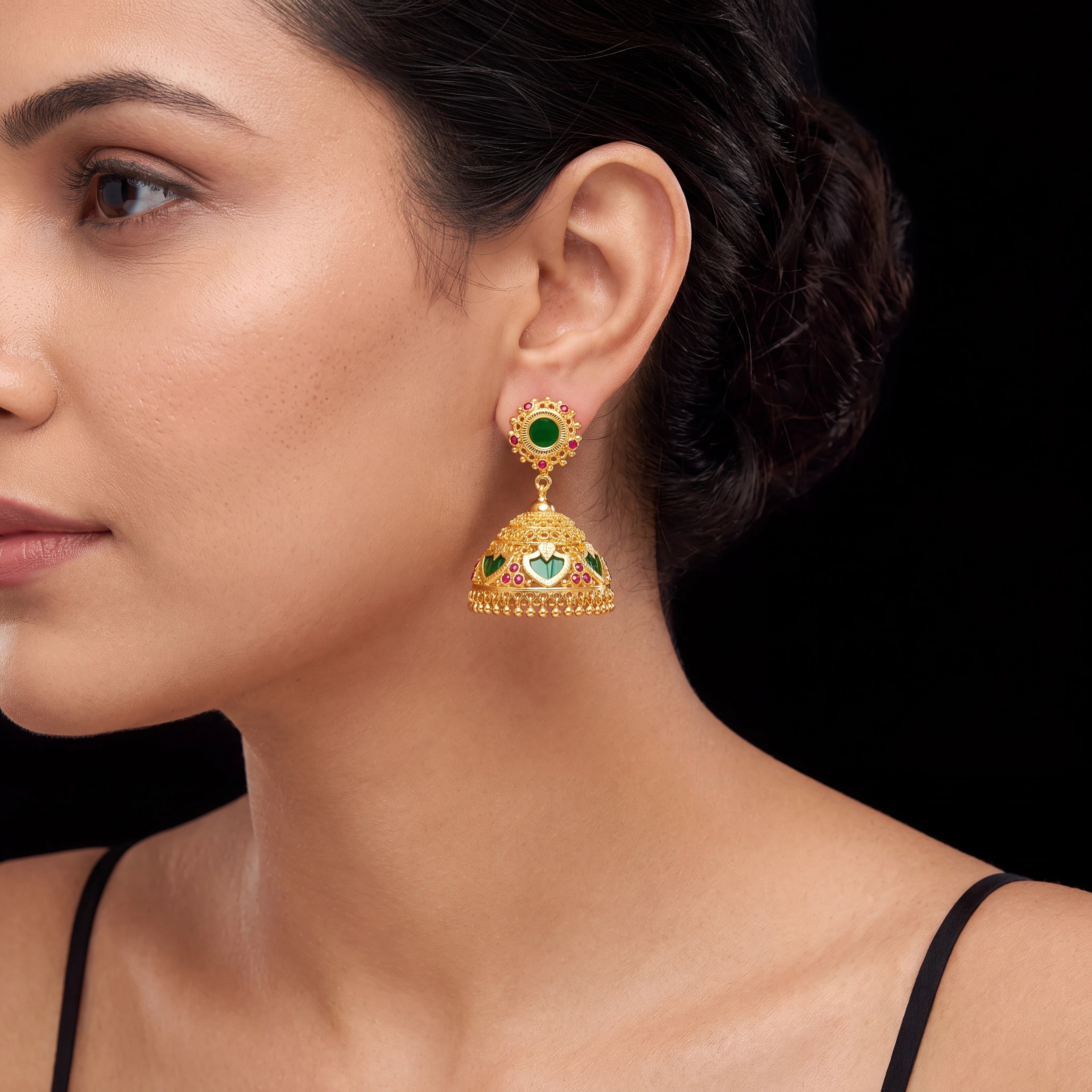 Palakka Green Stone Jimika Earring PSPKJSTPG26-095