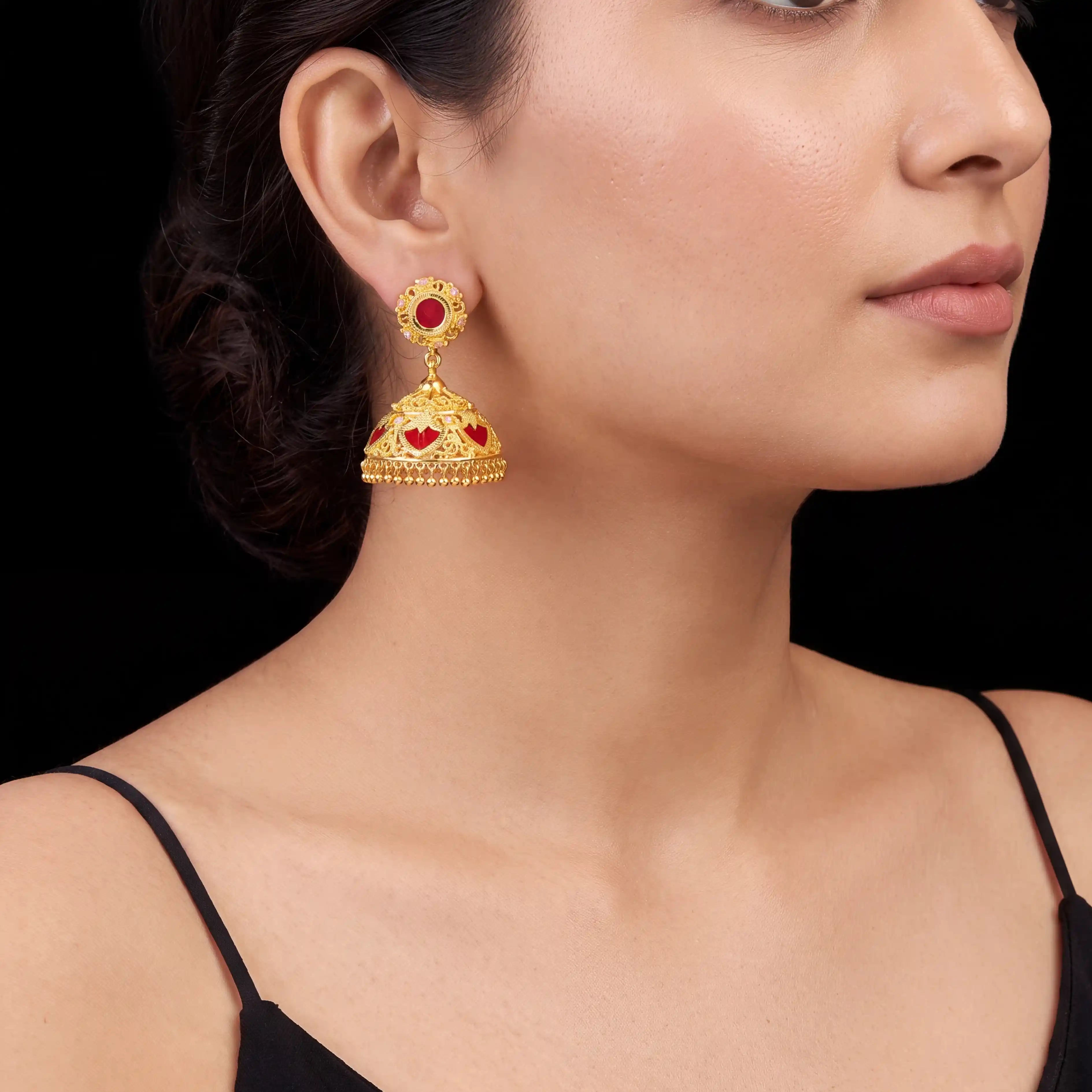 Palakka Red Stone Jimika Earring PSPKJSTPX13-095
