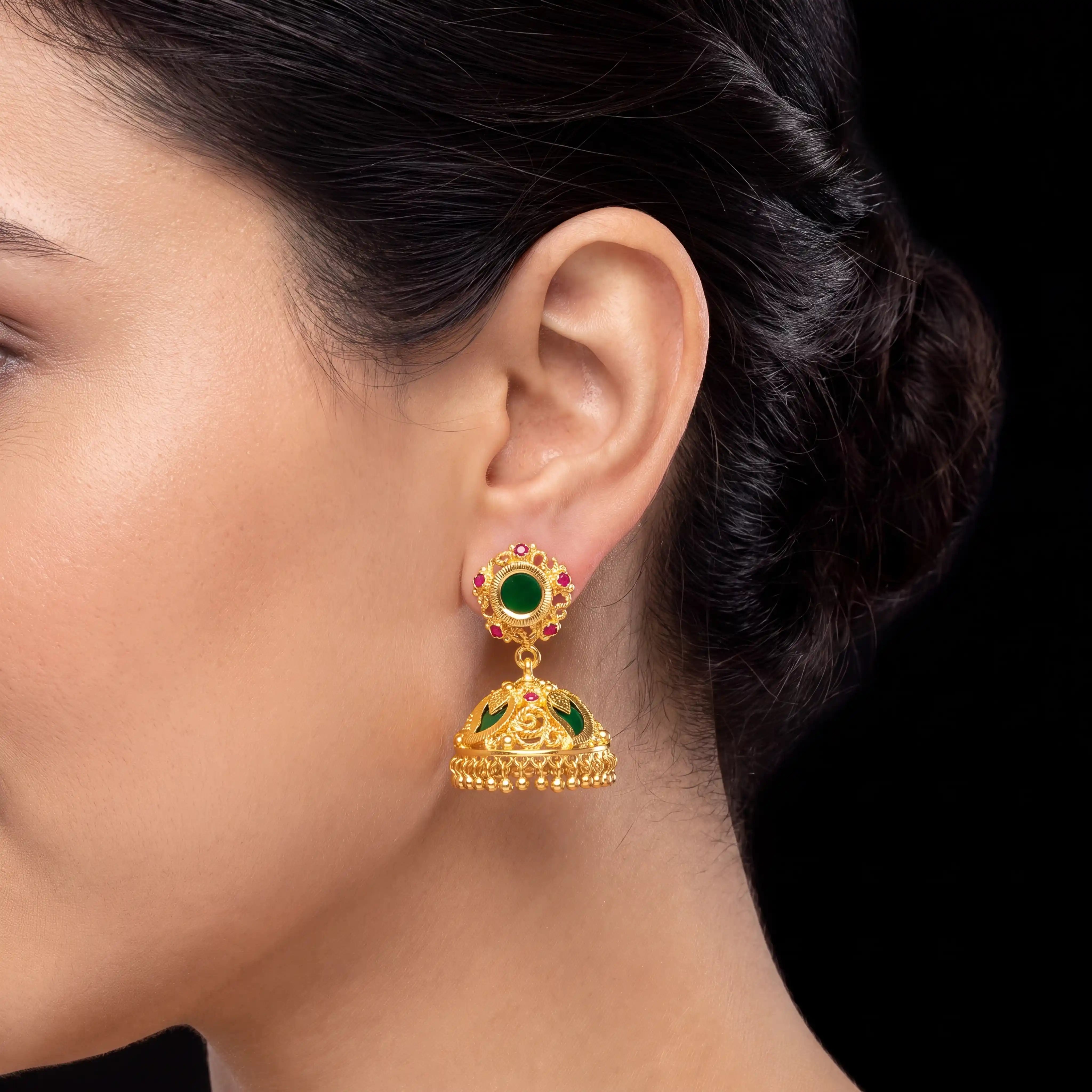 Palakka Green Stone Jimika Earring PSPKJSTMG36-094
