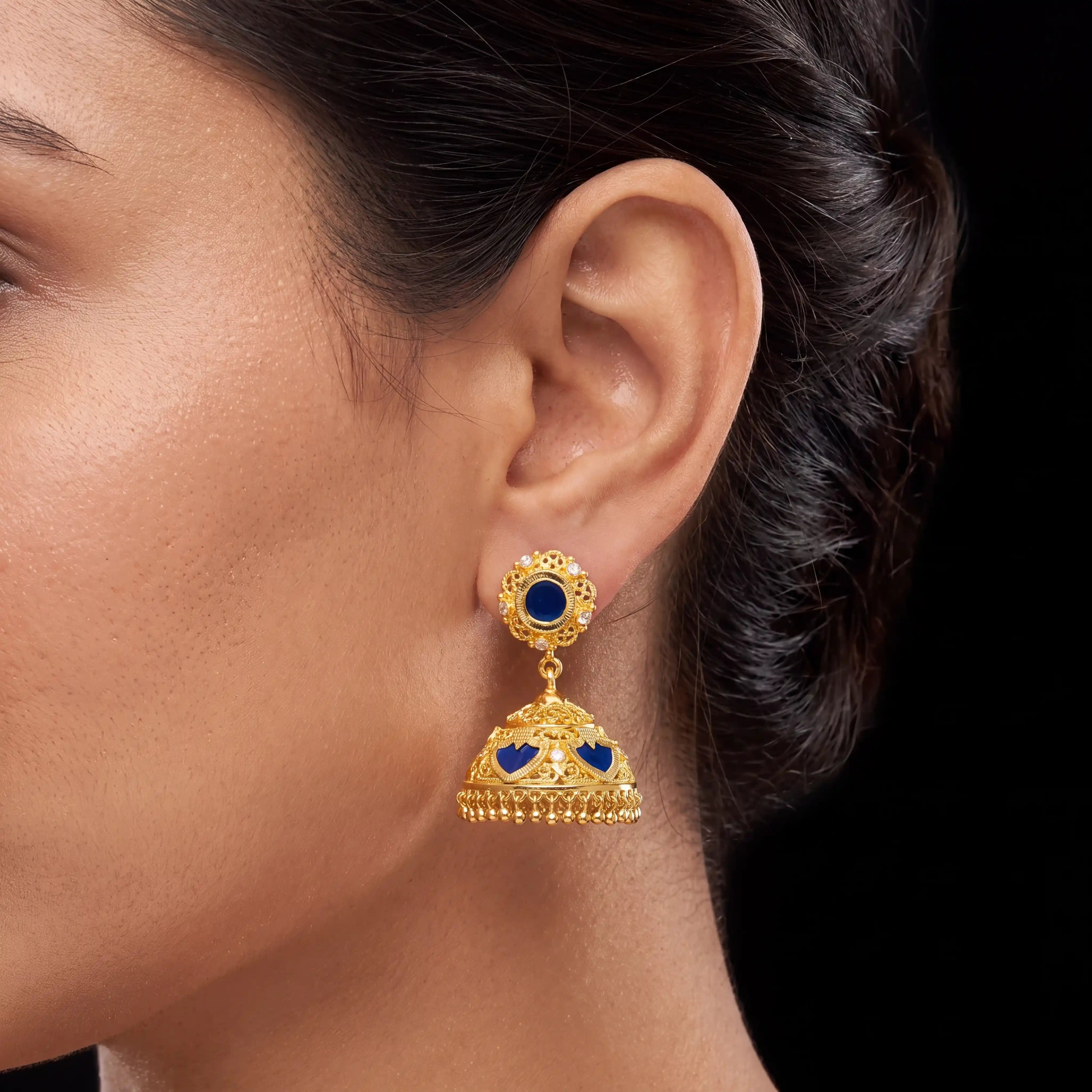 Palakka Green Stone Jimika Earring PSPKJSTPBL-093