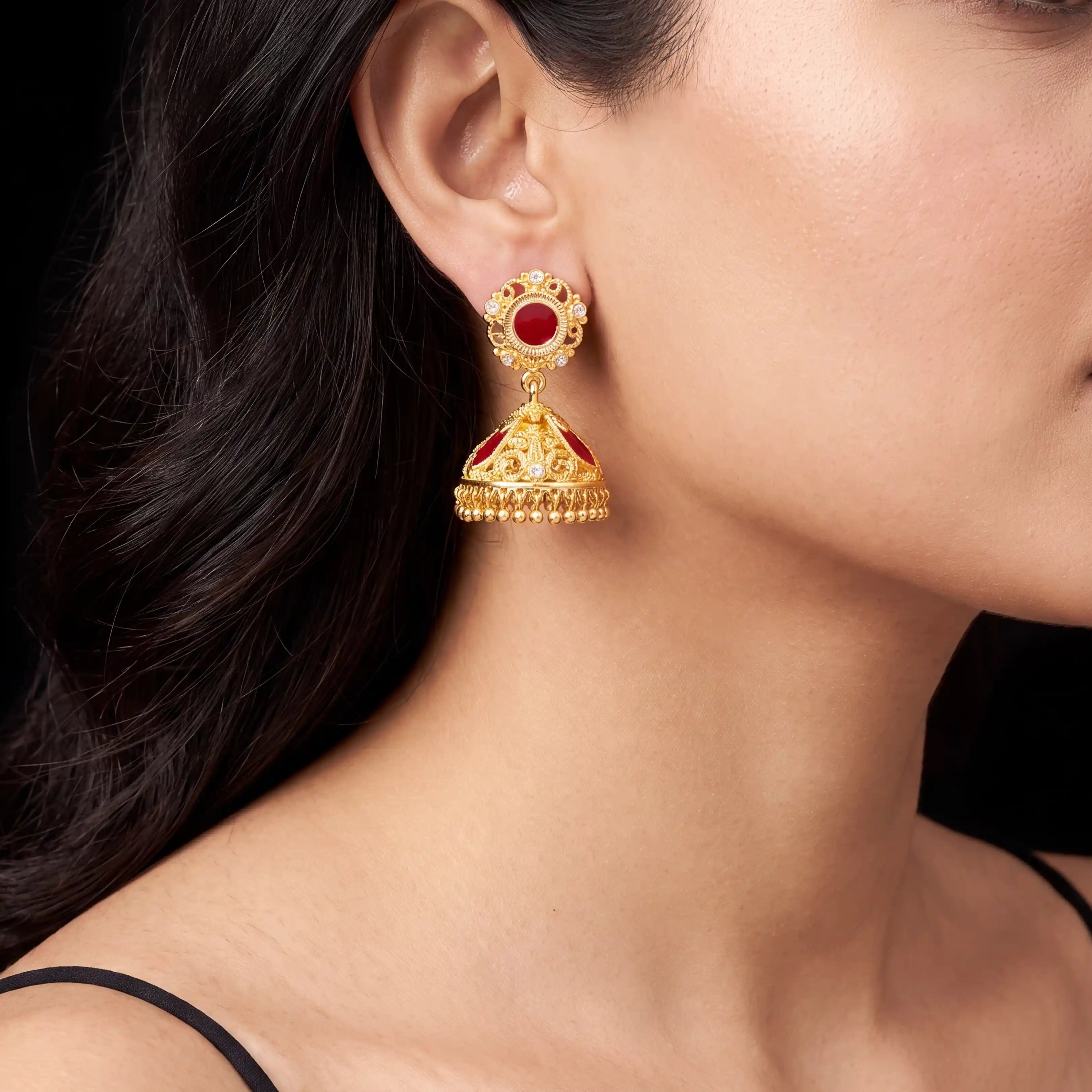 Palakka Red Stone Jimika Earring PSPKJSTNX33-094