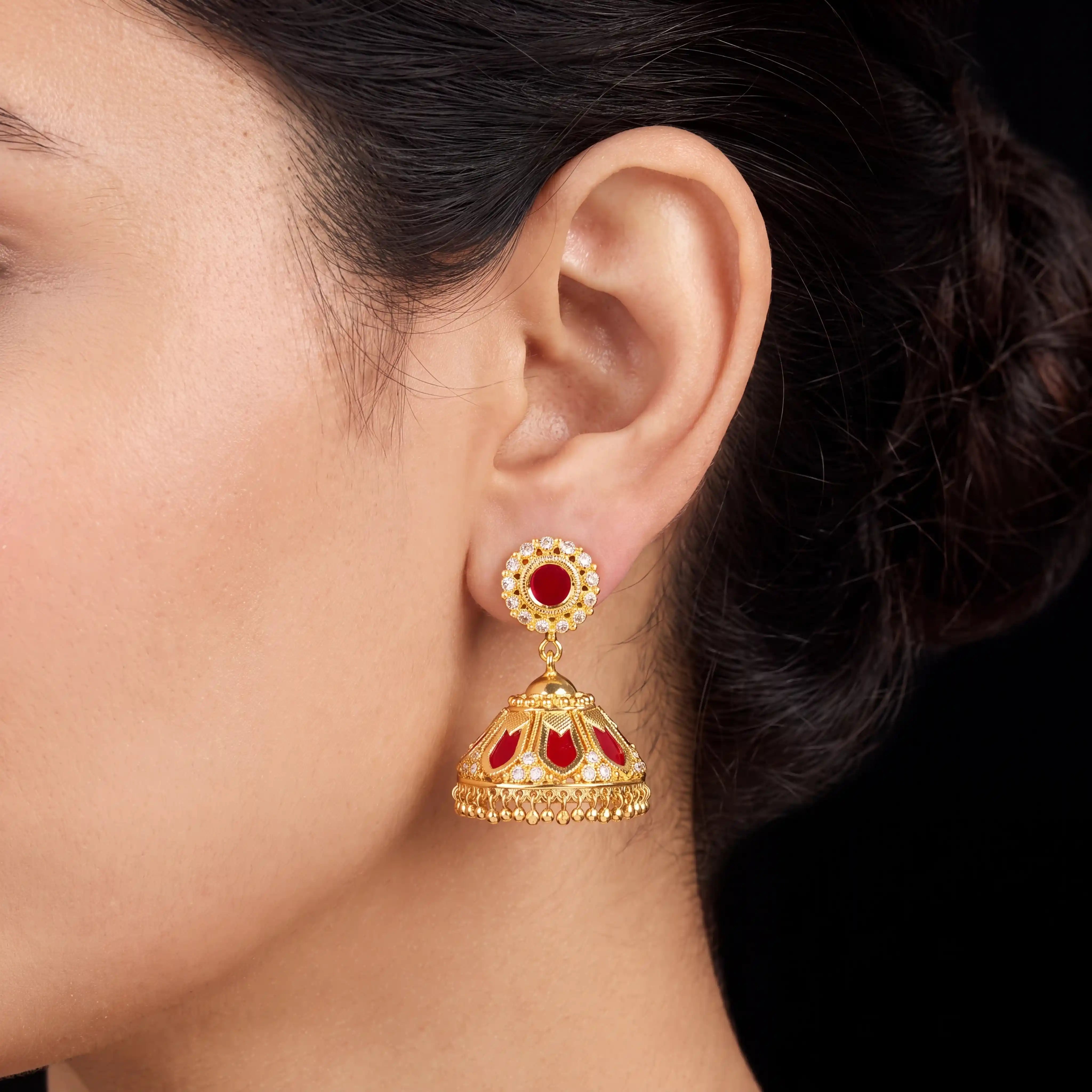 Palakka Red Stone Jimika Earring PSPKJSTNX27-095