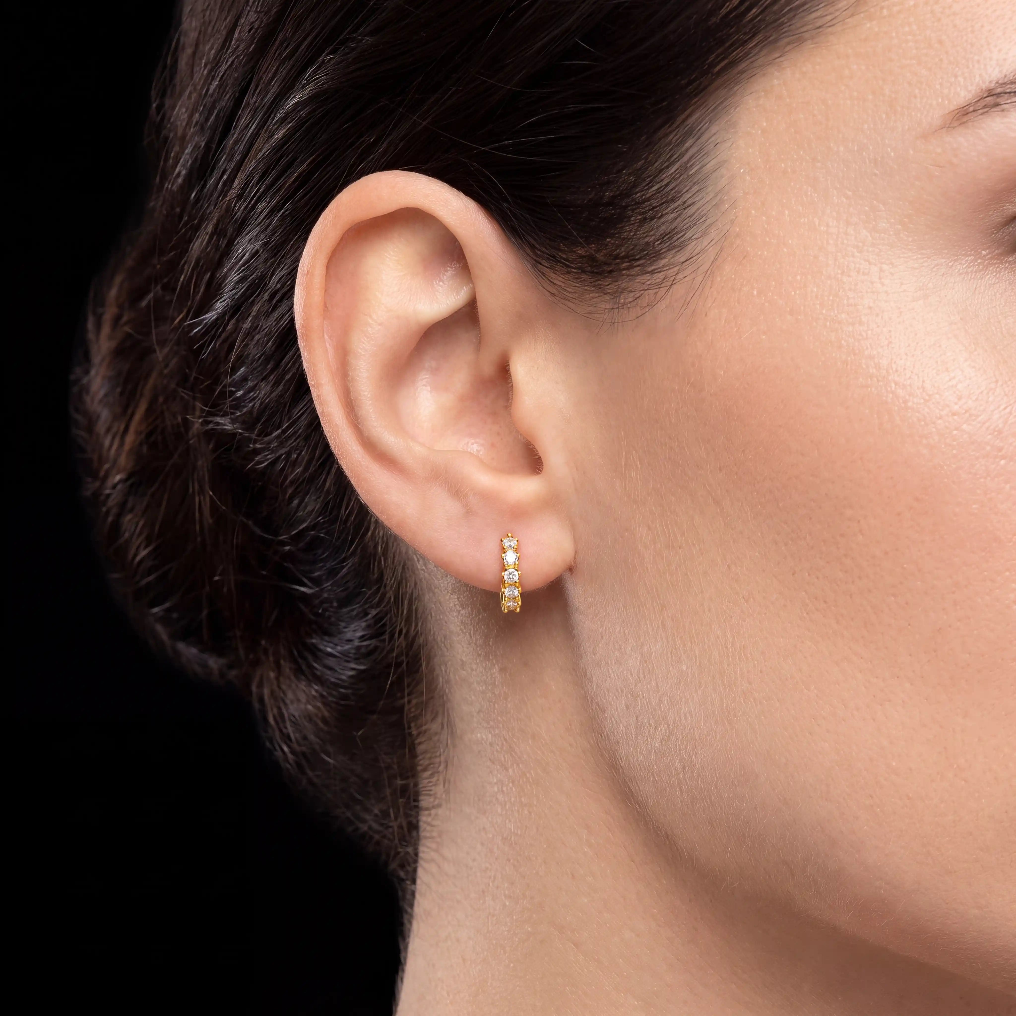 22K Gold layered CZ Small Hoop Earring for Women PSRST7W-07