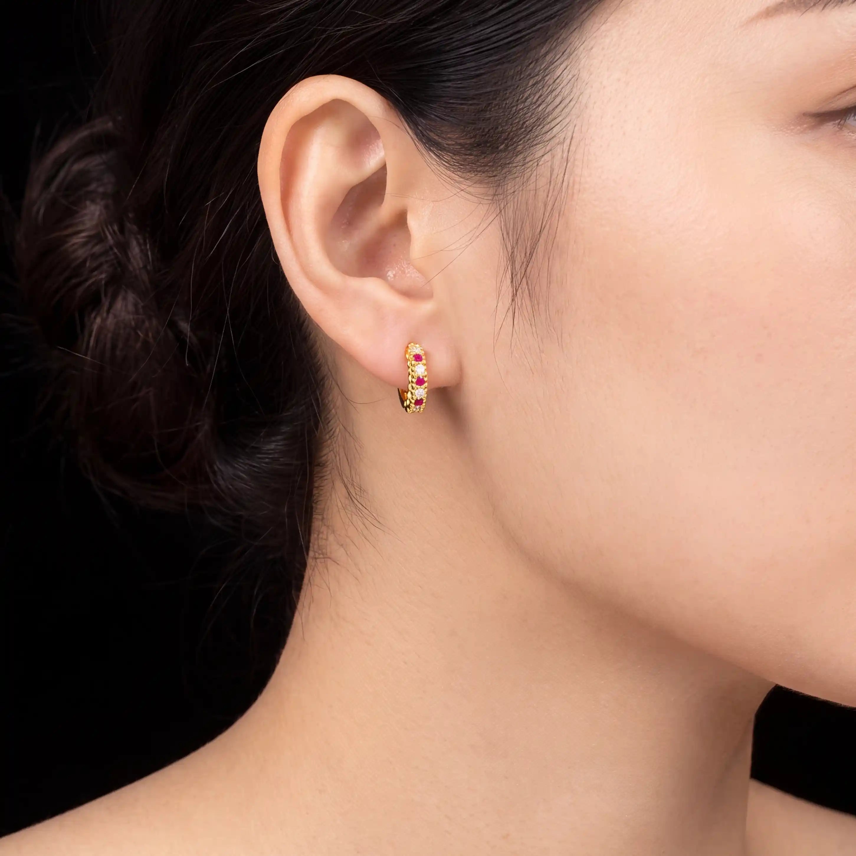 Stone Hoop Earring PSRST22WR-09