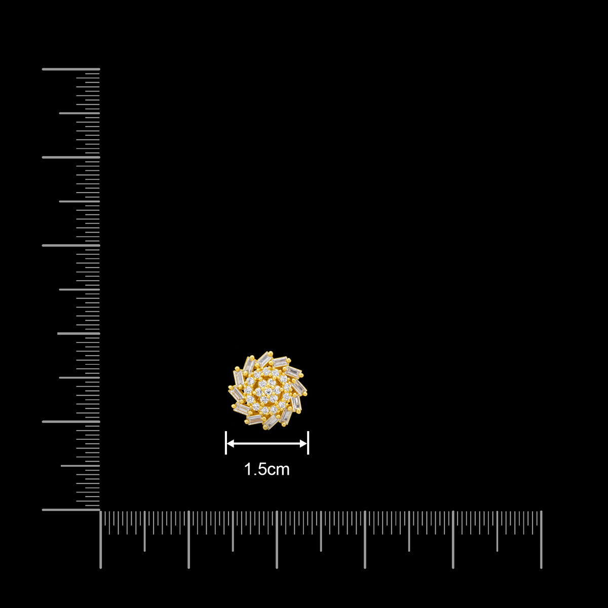 CZ Baguette Bloom Spiral Stud Gold Layered