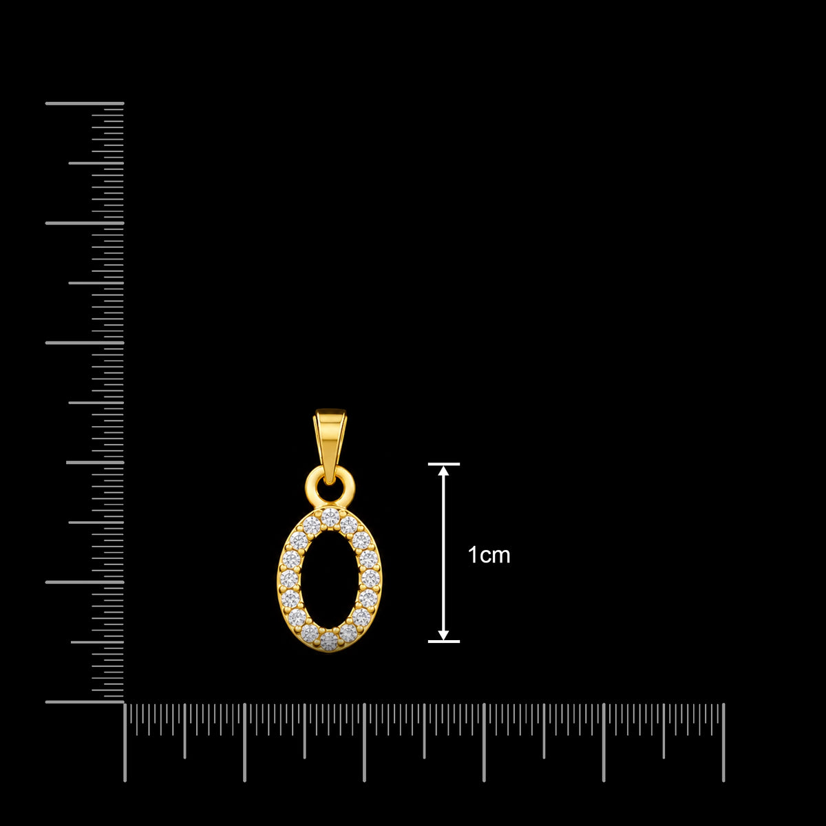 CZ Open Oval Outline Pendant Gold Layered