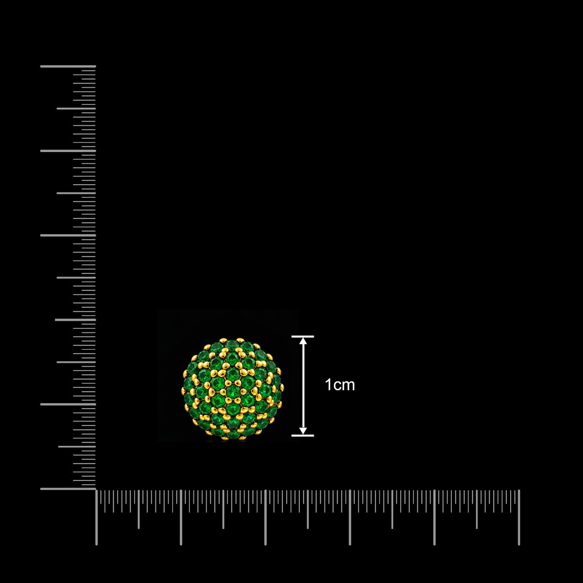 Green CZ Pave Dome Ball Stud Gold Layered