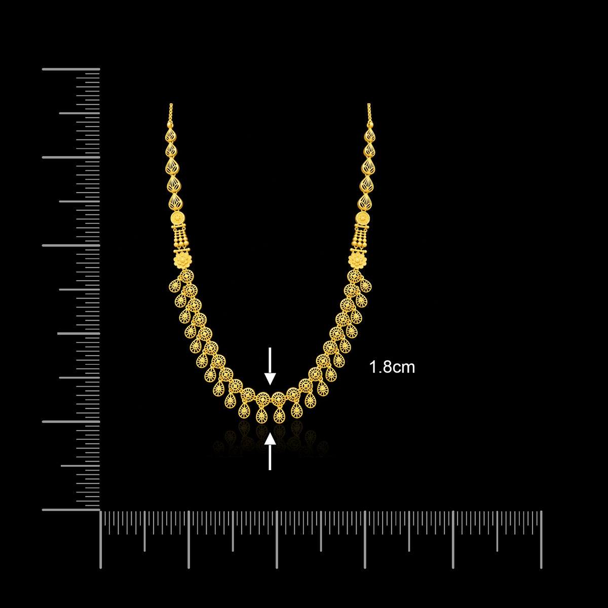 Floret Wheel Fringe Plain Necklace Gold Layered