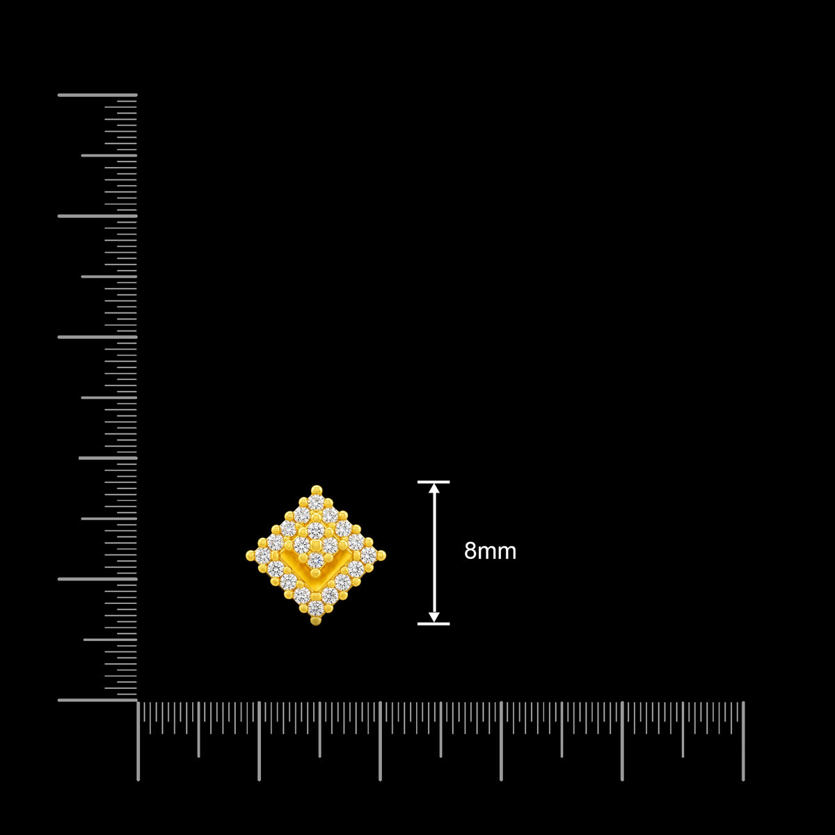 CZ Diamond Chevron Pave Stud Gold Layered