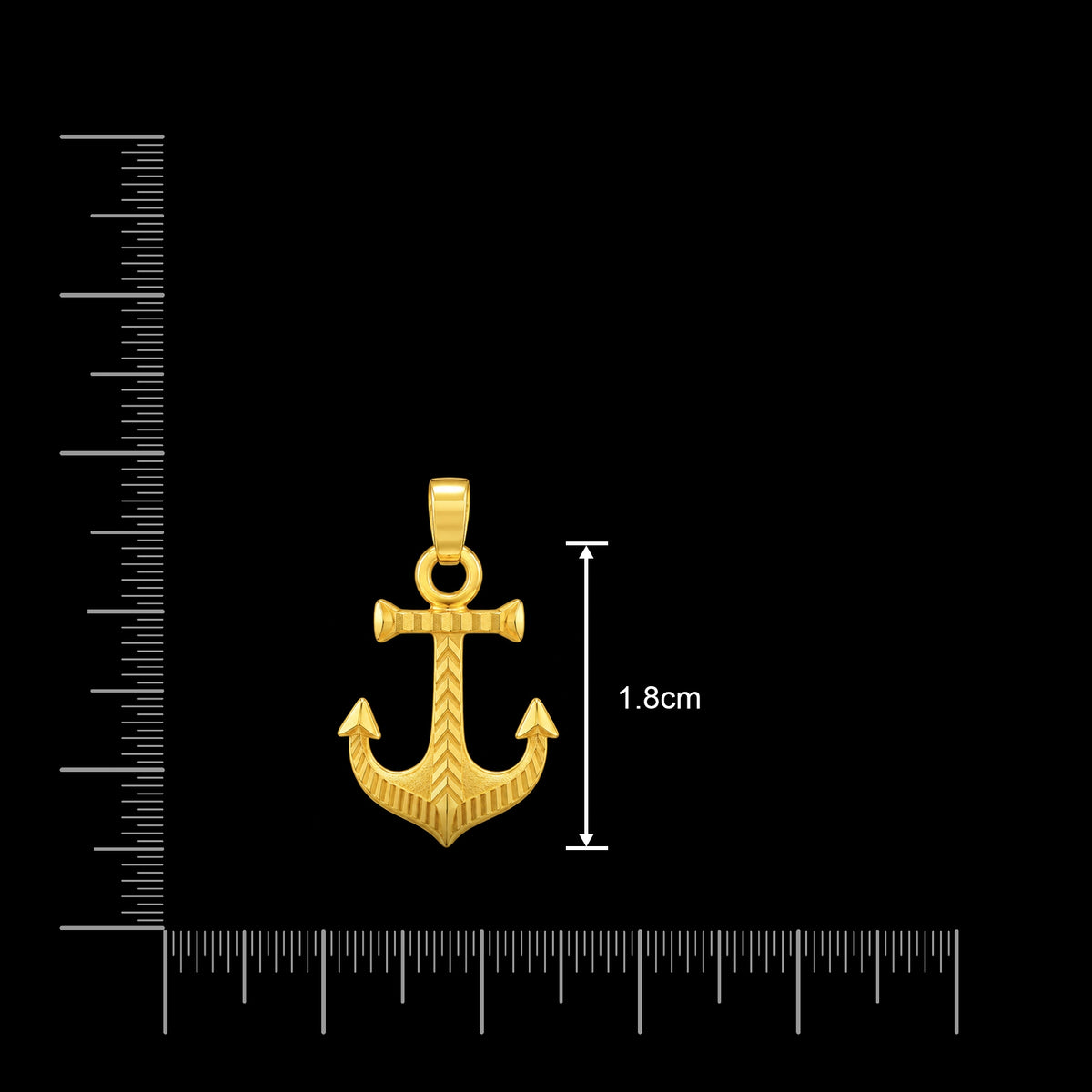 Gents Anchor Chevron Engraved Pendant Gold Layered