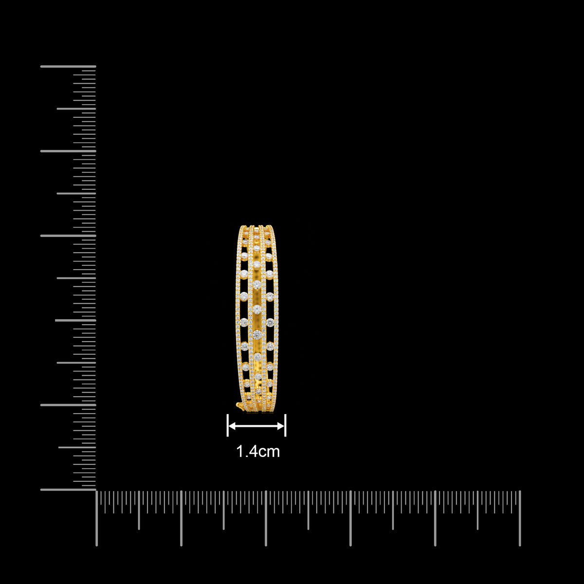 CZ Lattice Grid Bezel Stone Bracelet Gold Layered