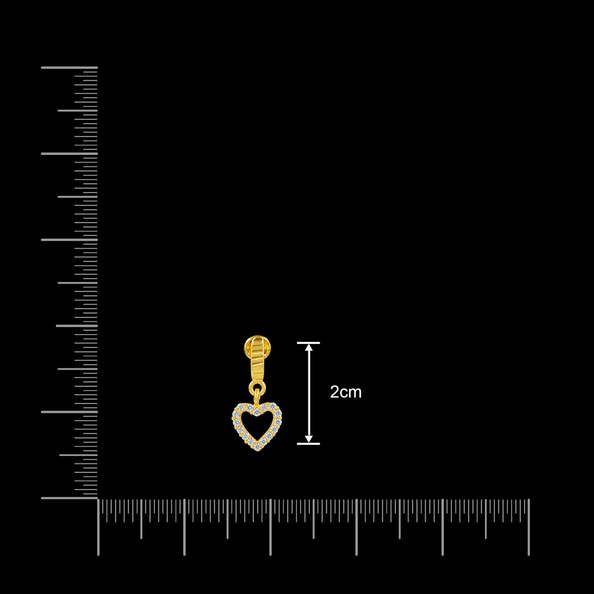 Heart Outline Ribbed Hanging Stud Gold Layered