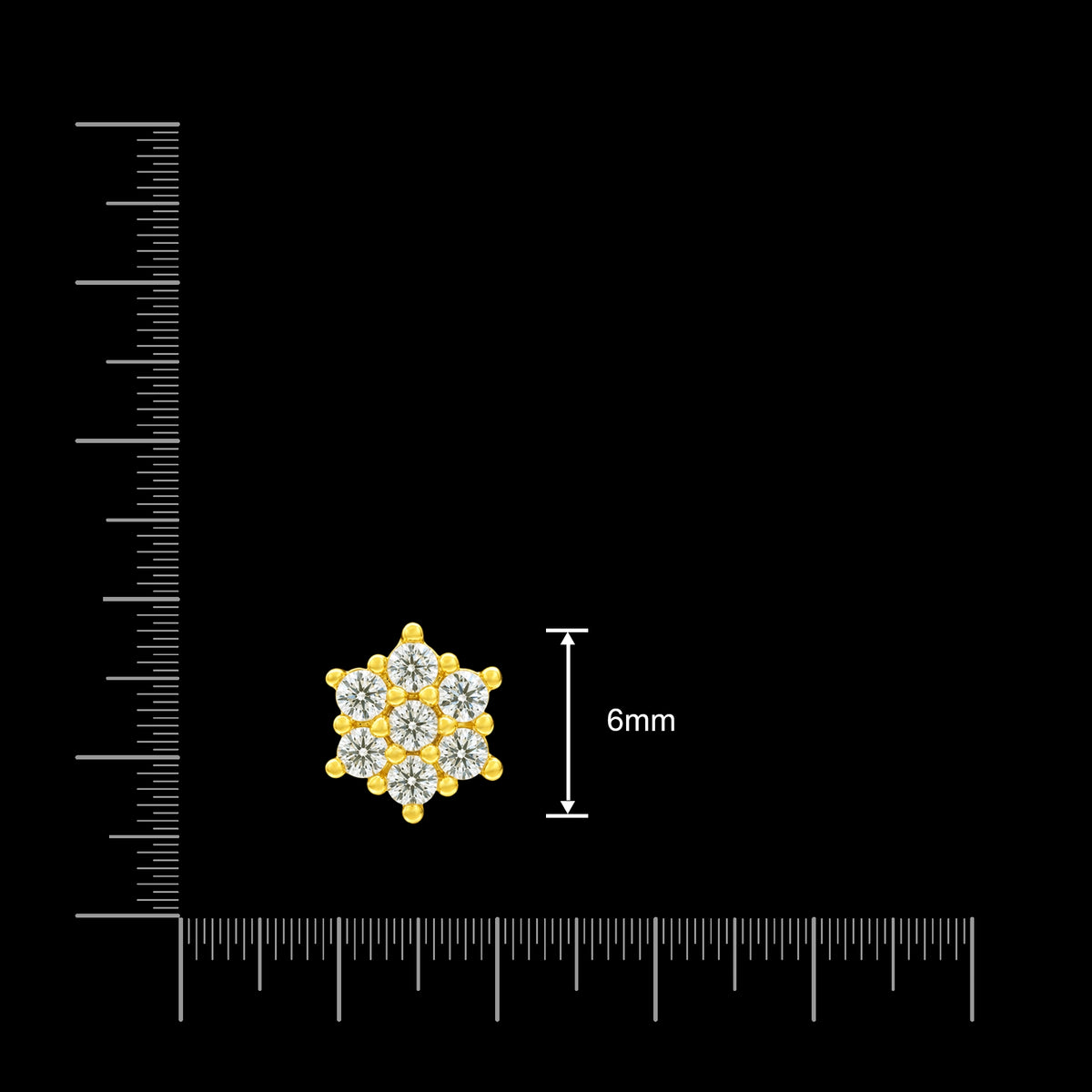 CZ Floret Cluster Stud Gold Layered