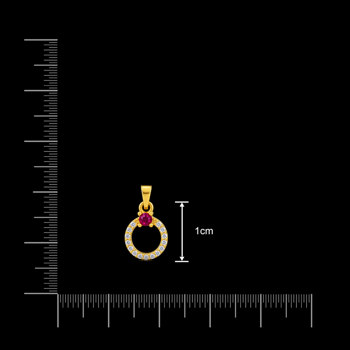 Open Circle Stone Ring Solitaire Pendant Gold Layered
