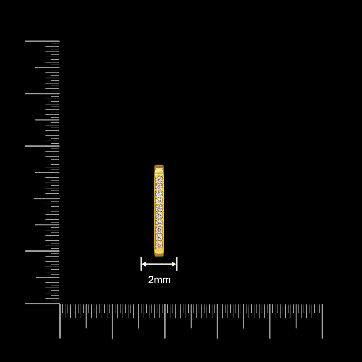 Ten Stone Bar Flat Top Band Ring Gold Layered