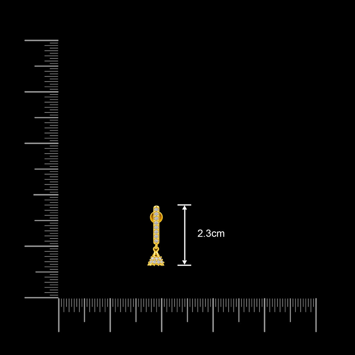 CZ Bar Jimikka Drop Hanging Stud Gold Layered