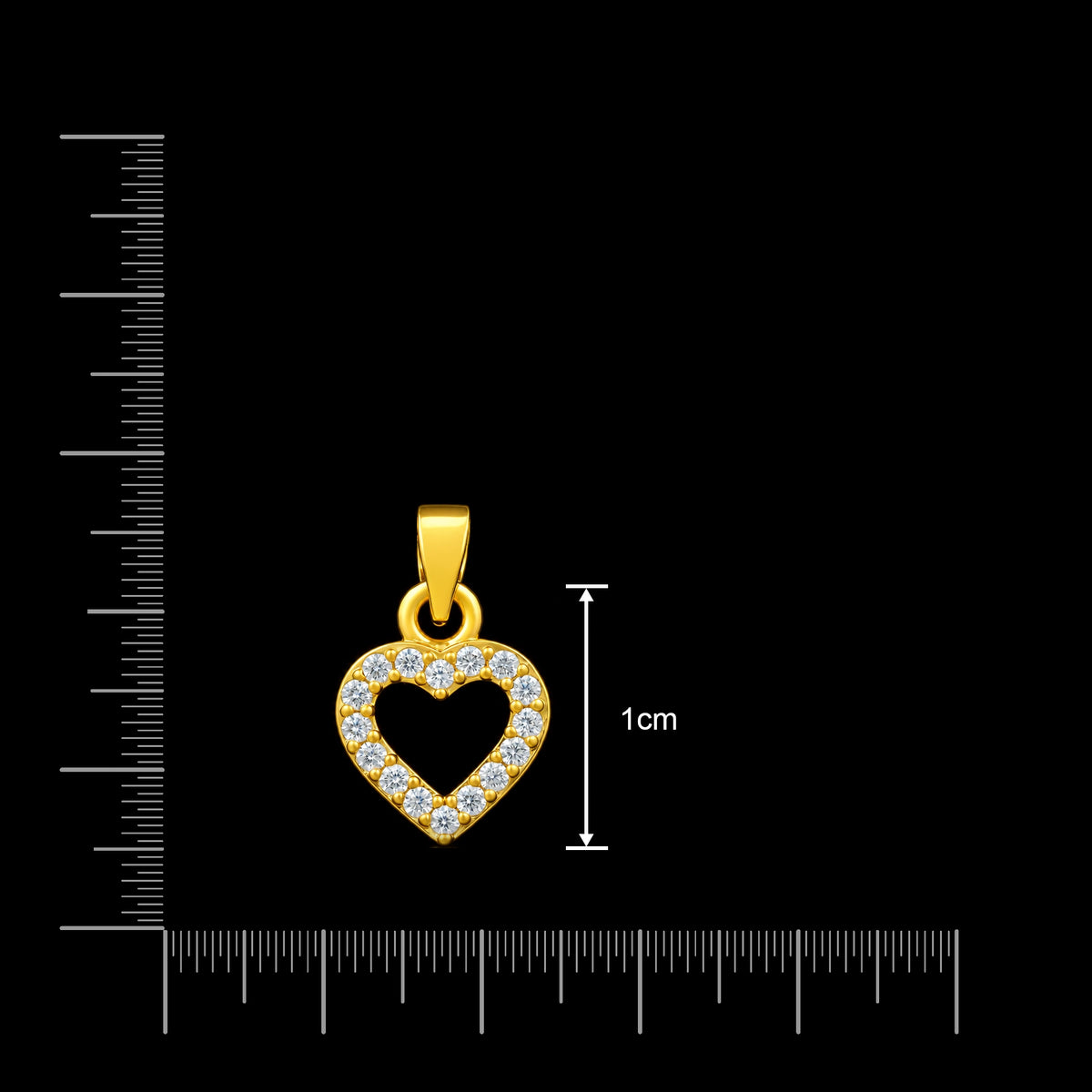 CZ Open Heart Outline Pendant Gold Layered