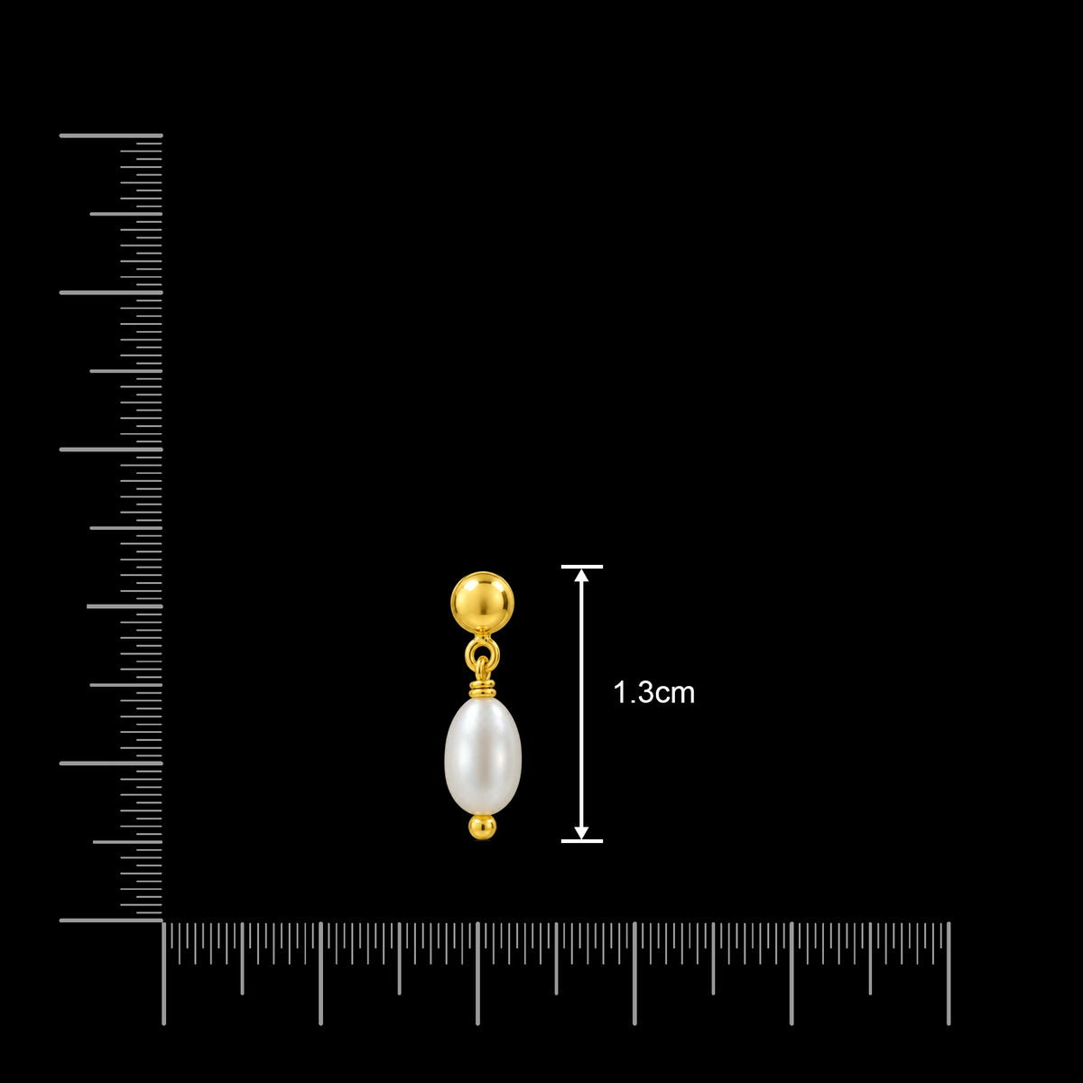 Pearl Oval Drop Baby Hanging Stud Gold Layered