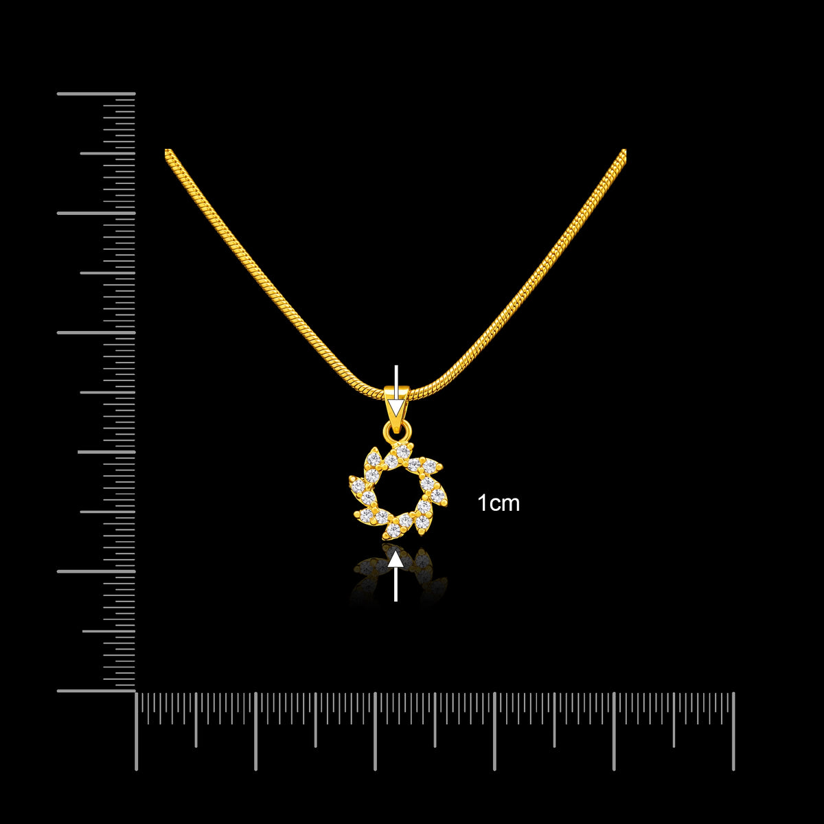 CZ Leaf Wreath Circle Pendant with Chain Gold Layered