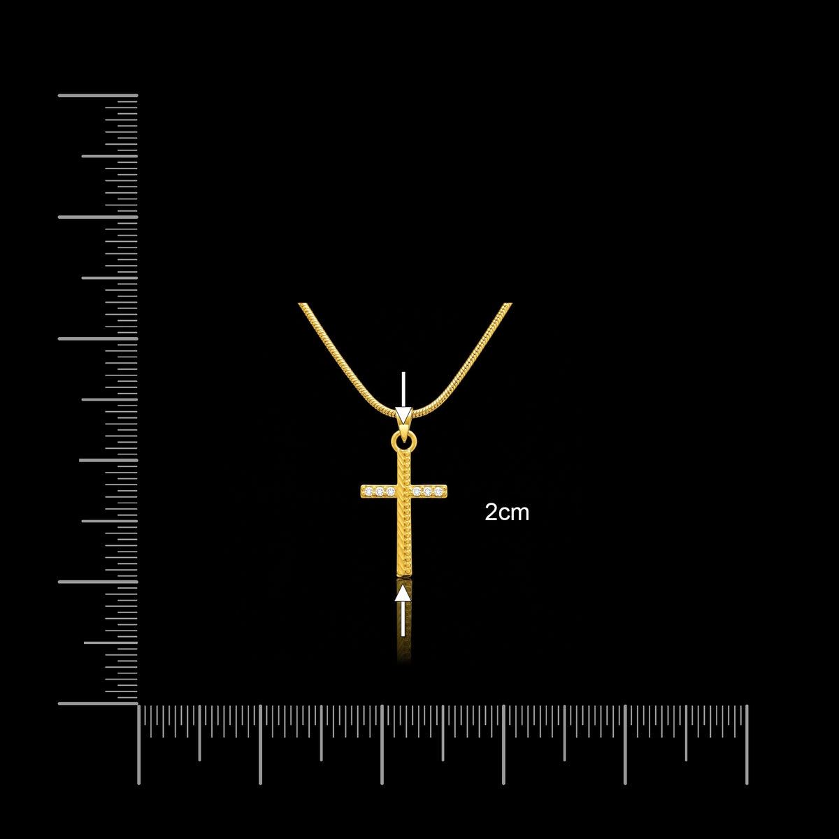 CZ Milgrain Rail Cross Pendant with Chain Gold Layered