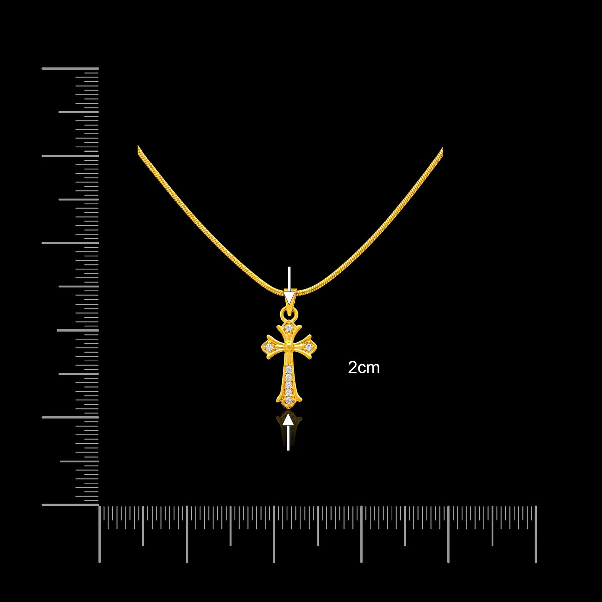 CZ Fleur Cross Religious Symbol Pendant with Chain Gold Layered