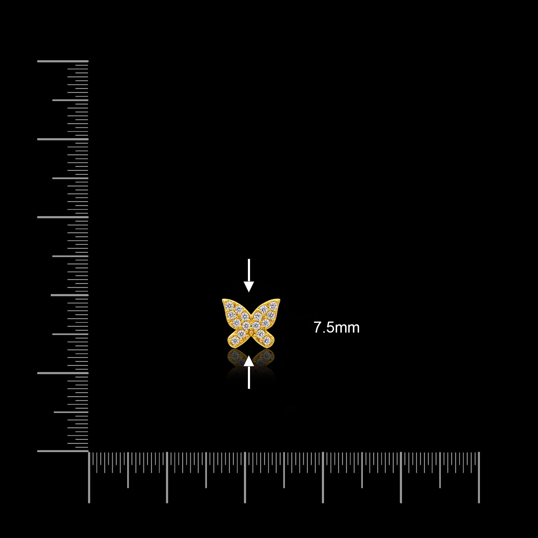 CZ Butterfly Stud Stone Stud Gold Layered