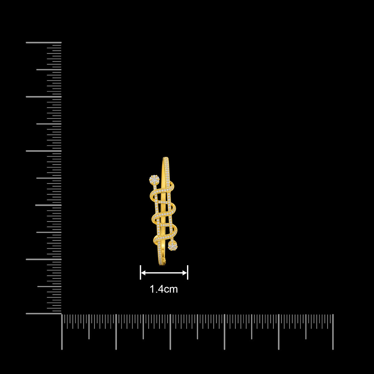 CZ Spiral Wrap Lattice Openable Bracelet Gold Layered