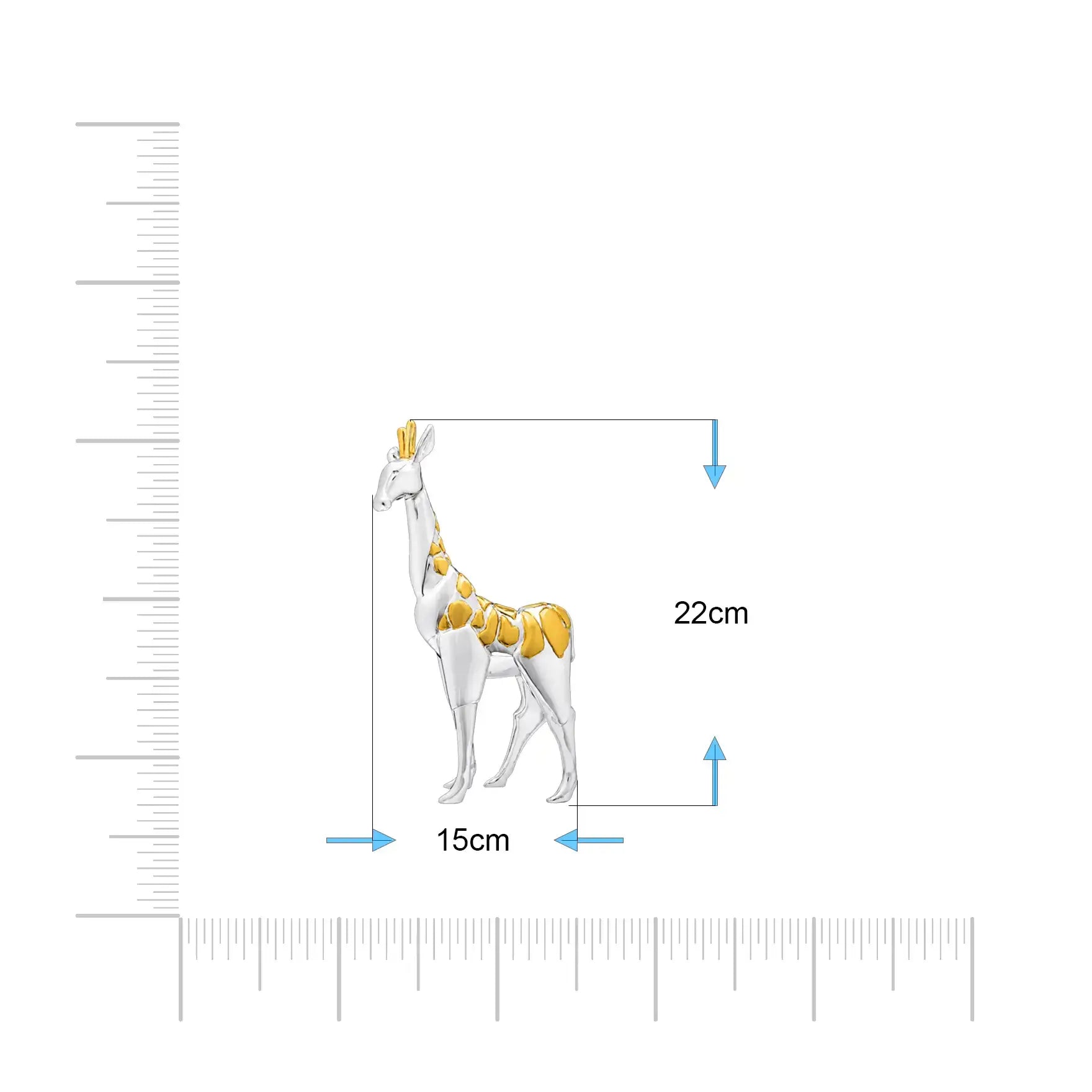 Giraffe Idol – Silver Sculpture with Golden Accents PIDRSGRF1-0001