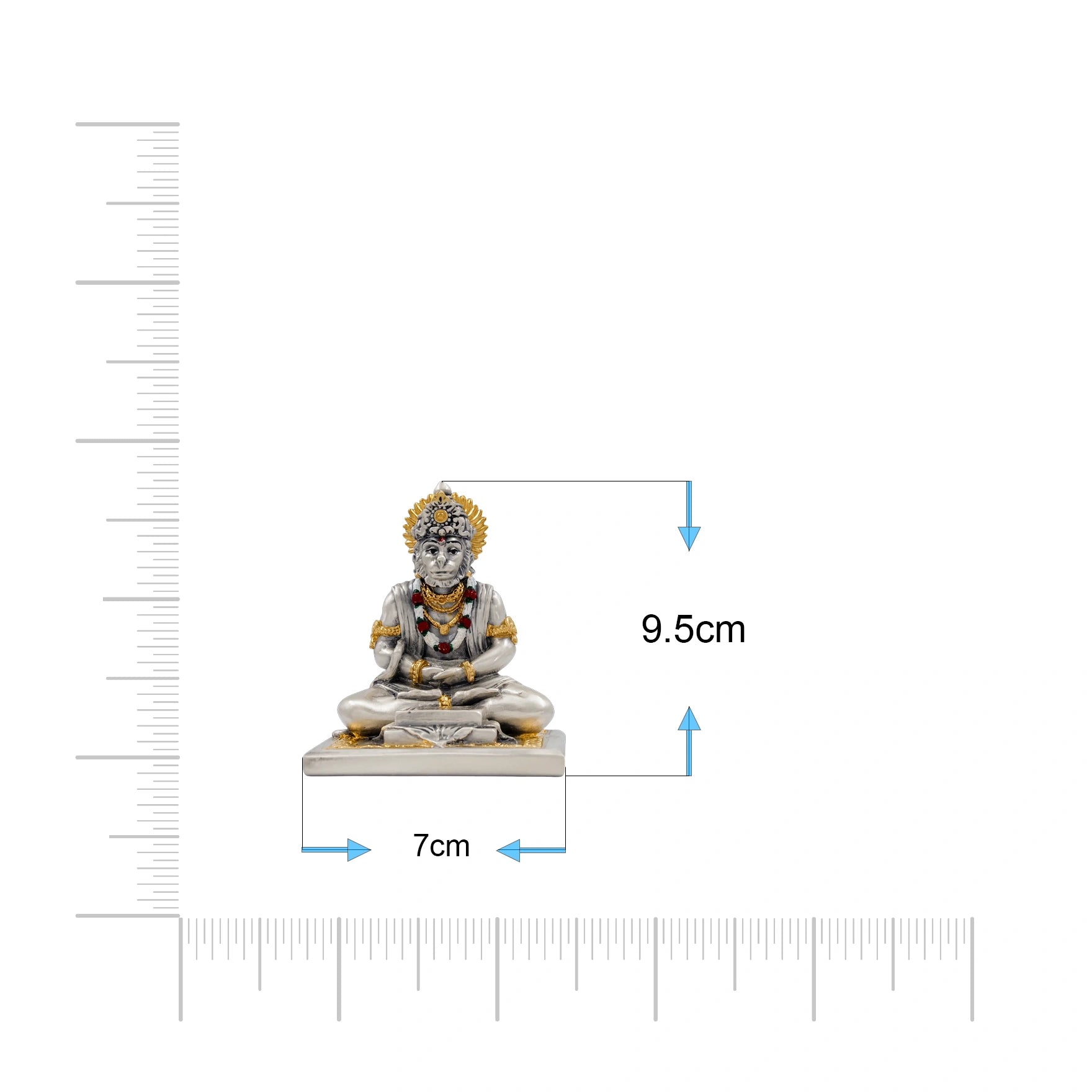Silver Hanuman Figurine Seated on Ornate Pedestal PIDRSH4-003