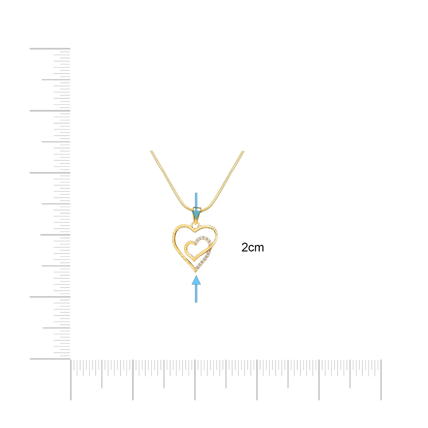 24CT Gold Layered Double Heart Pendant PSLT102W-031
