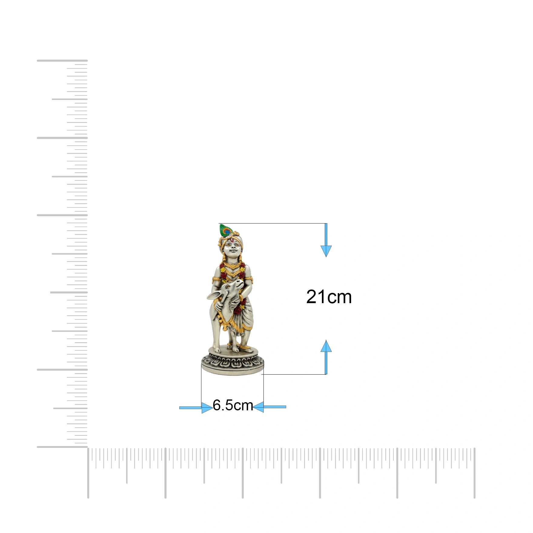 Silver Lord Krishna with Calf Figurine PIDRSKR2-008