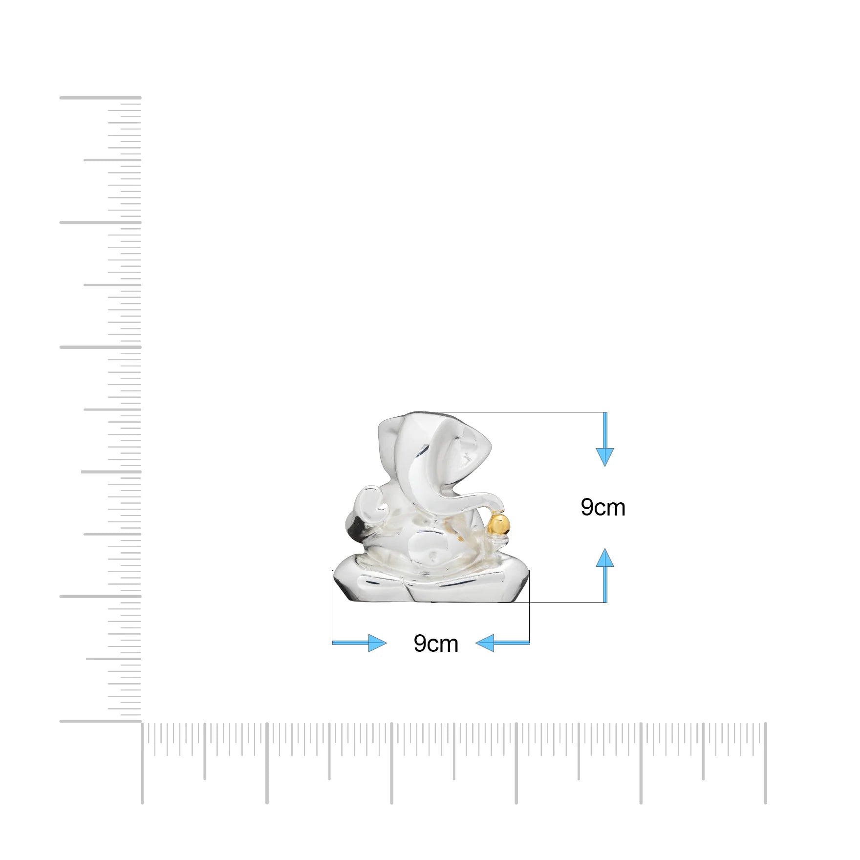 Lord Ganesha Silver Idol with Golden Sphere PIDRSG40-053