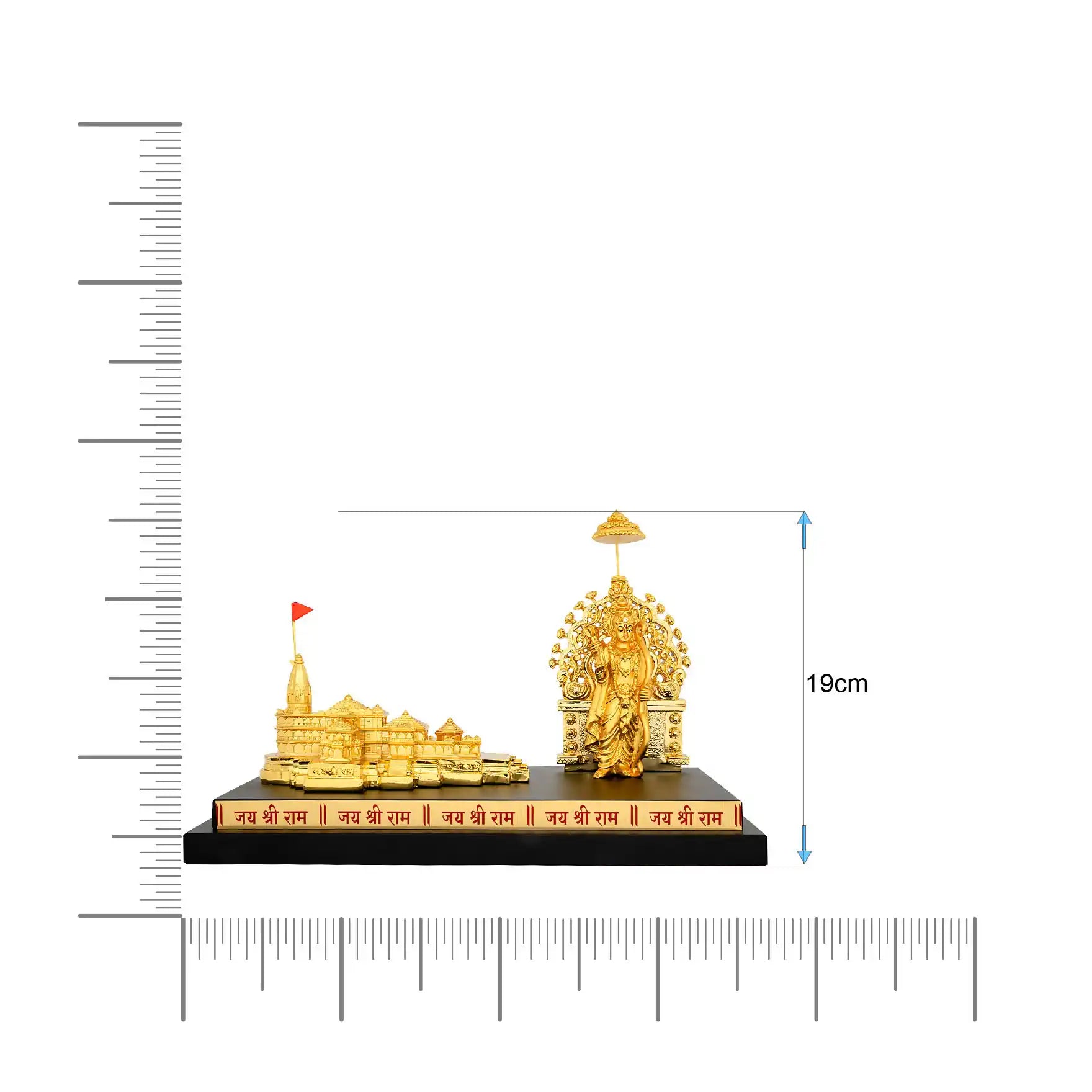 Ayodhya Ram Mandir with Ram Darbar Idol – Gold Layered Figurine on Base – Spiritual Showpiece – Pooja & Home Décor | PIDRGADT2-0031