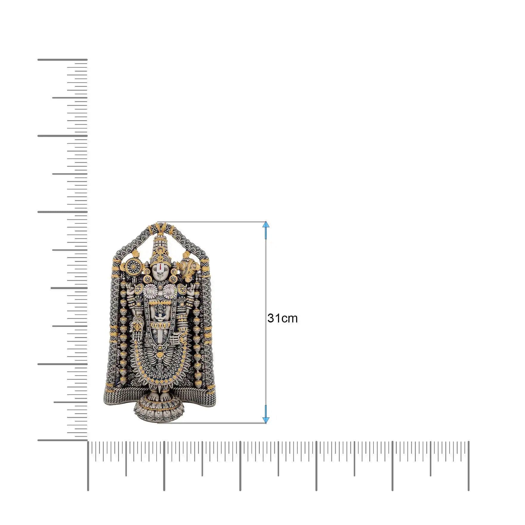 Lord Venkateswara Idol – Antique Silver Layered Temple Style Figurine – Tirupati Balaji Murti (Hindu Spiritual Statue) – Pooja & Home Décor | PIDRST2-0082