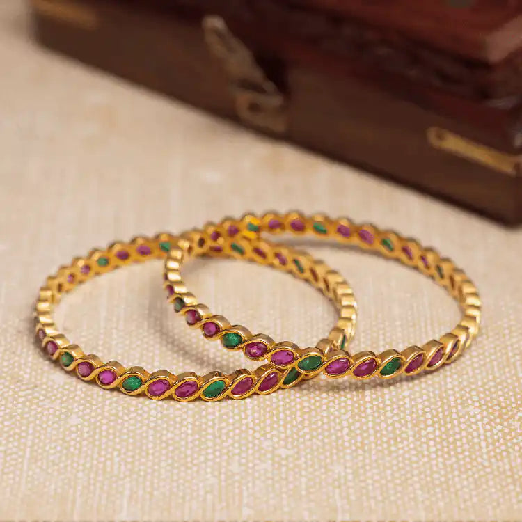 Stone Bangle PSB4RG-002 - Parakkat Jewels
