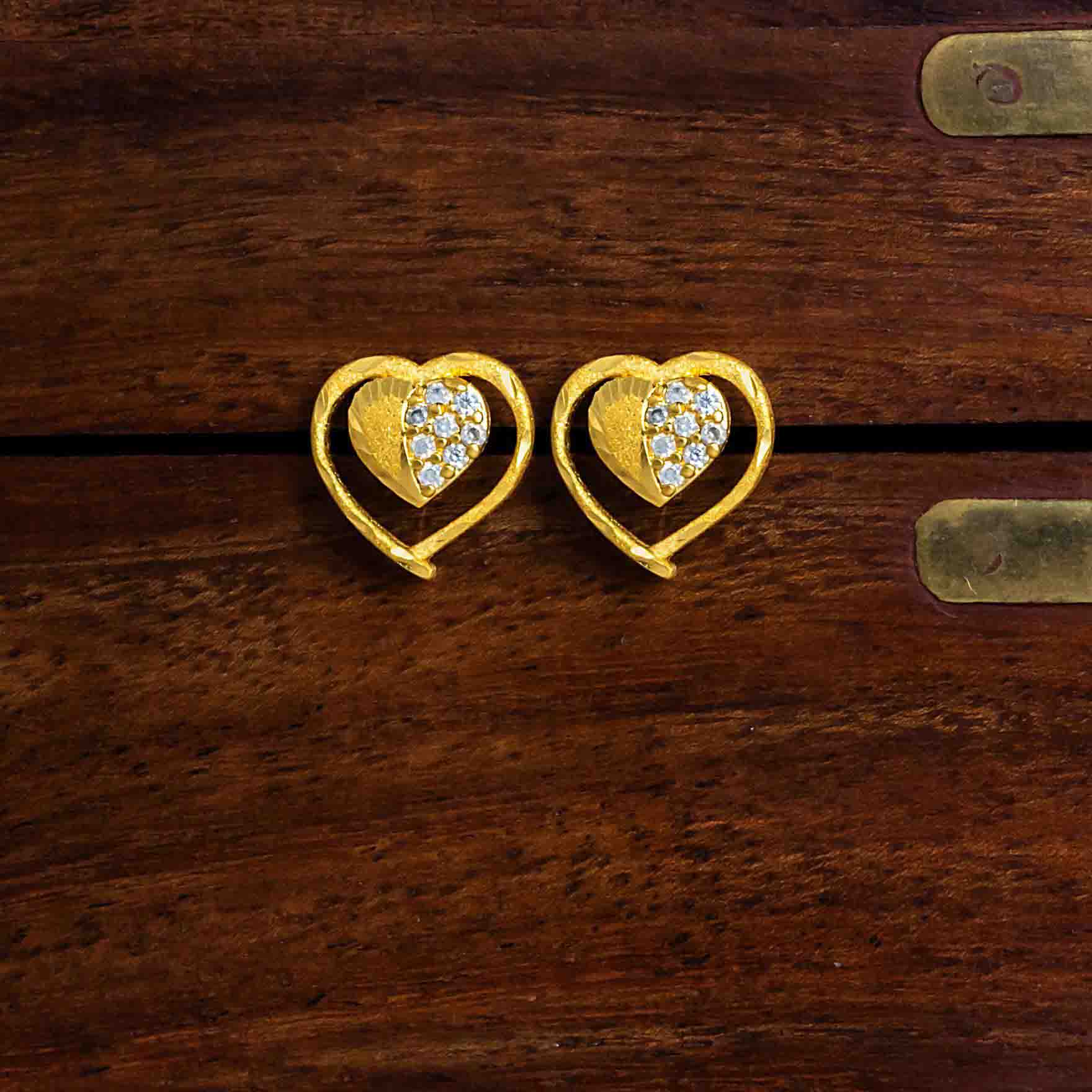 Heart Shaped Ad Stone Earrings at Parakkat Jewels