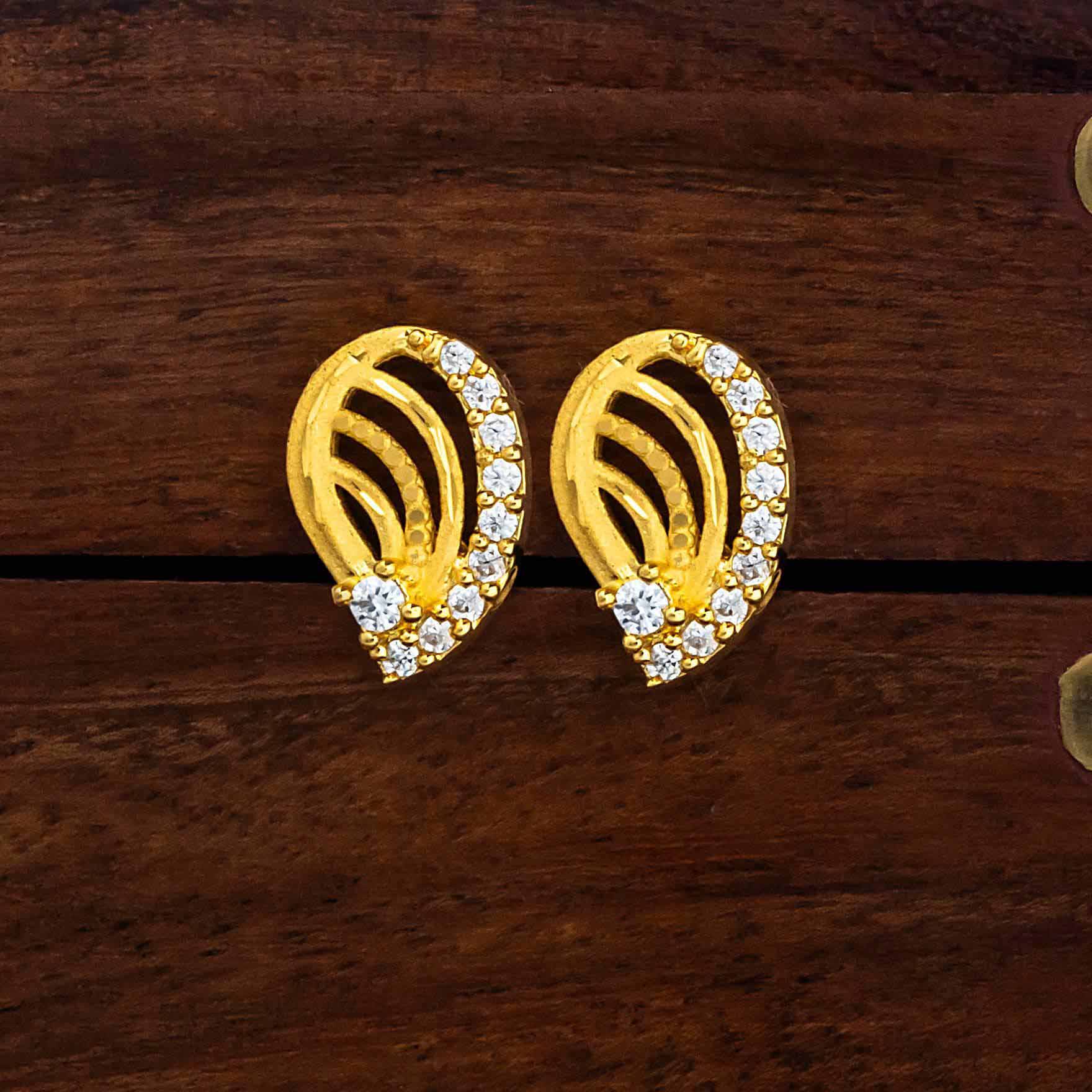 Trending Gold Layered Stone Earring at Parakkat Jewels