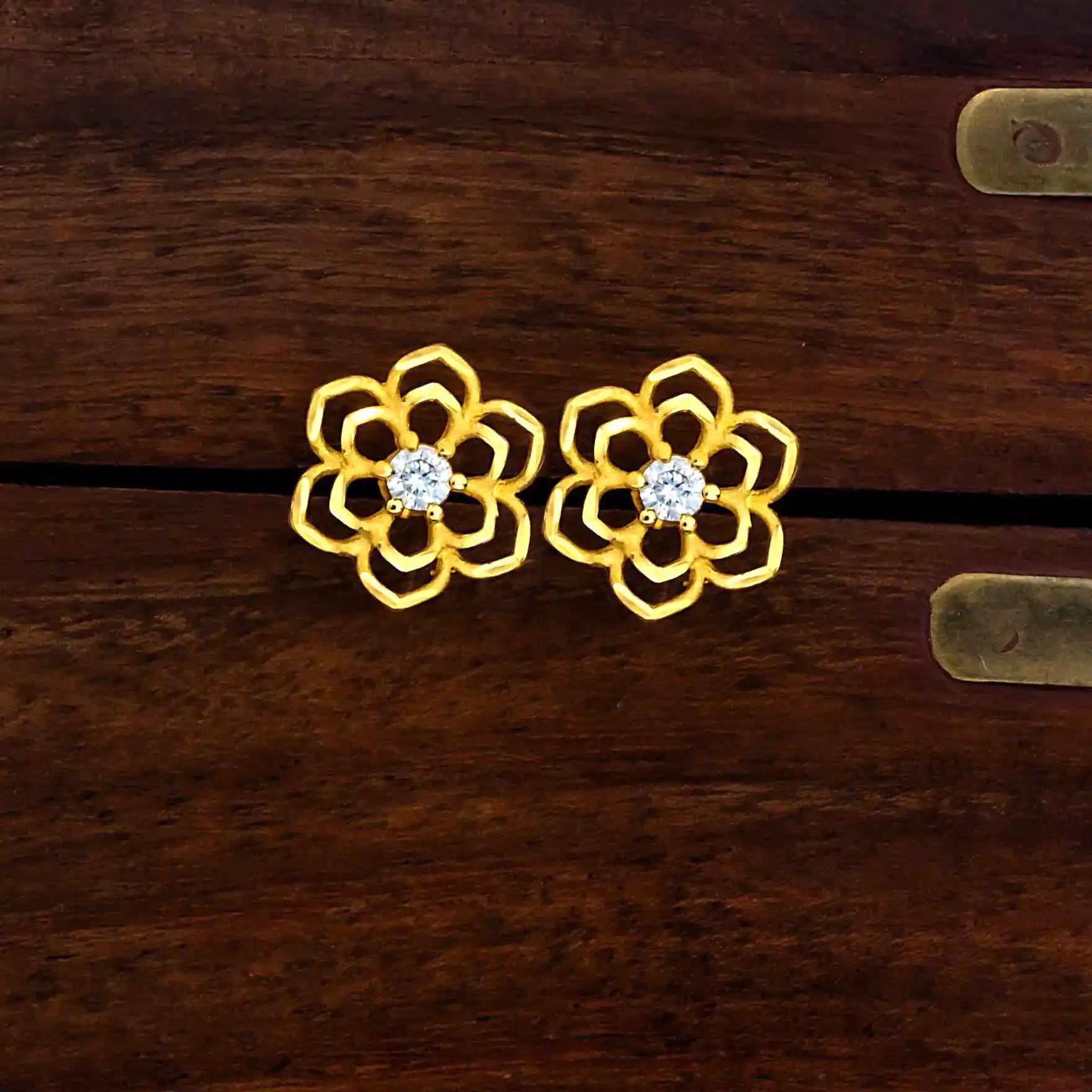 Beautiful Flower Shaped Gold Layered Studs Online