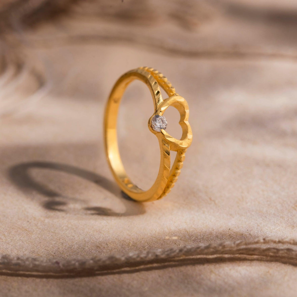 Buy Heart Shaped Gram Gold Stone Ring Online Parakkat Jewels